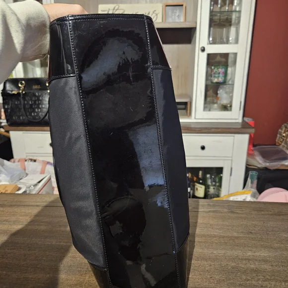 Tory Burch Ella Nylon & Patent Leather Black Tote Bag - Picture 5 of 14